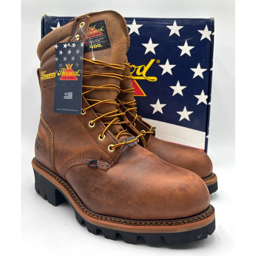 Thorogood 9 IN LOGGER BRN Men's NEW Steel-Toe Work Boot Brown Multiple Sizes